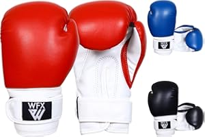 WFX Gants de Boxe pour Enfants pour Arts Martiaux, Sparring, Gants en Cuir très résistant pour entraînement MMA, Sac de Frappe, Muay Thai, Kick Boxing, garçons et Filles