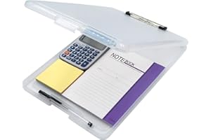 JEBBLAS Portapapeles de plástico delgado estilo de enfermería con almacenamiento plegable abierto, tamaño de la escuela (35 x 24 x 2.5 mm) (White)