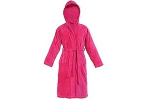 Sapphire Collection Kids Boys Girls 100% Cotton Bathrobe Hooded Terry Towelling Shawl Collar Bath Robe Bath Robe Dressing Gown 7 Colours Age 8-14