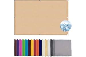 DANWU Sun Segel Sonnensegel 3x3.5M Rechteckig Wasserdicht Markise Zaun Balkonverkleidung UV-beständig Feuchtigkeitsbeständig mit Seilen, Sandgelb