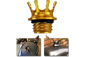 REBACKER HDBUBALUS King Crown Tankdeckel mit Rechtsgewinde, Billet-Aluminium, passend für Harley Sportster Dyna Touring Road King Softail Trike Freewheeler FLRT Golden