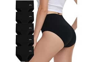 IceReco Unterhosen Damen Baumwolle 5er Pack Hohe Taille Slips Unterwäsche Atmungsaktiv Stretch Weich