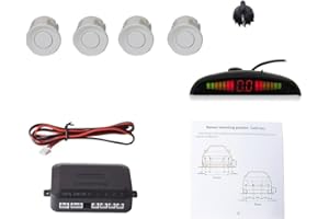 Cocar Coche Auto Vehículo Visual Reserva Radar Sistema con 4 Estacionamiento Sensores + Distancia Info Vídeo Salida + Sonido Advertencia (Blanco Color)