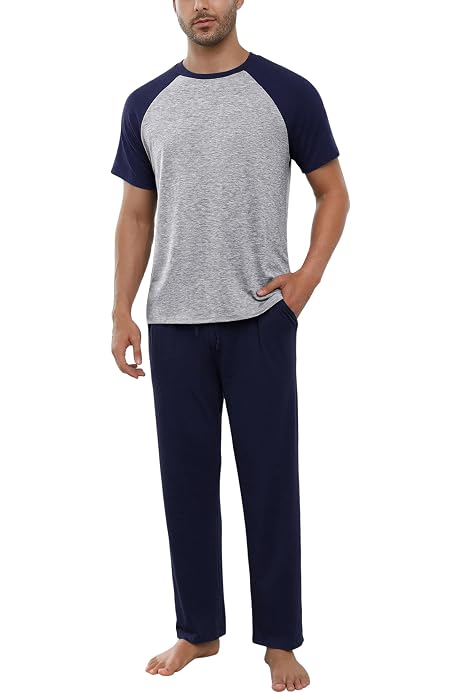 Pantalon De Pyjama Homme 100% Coton - Taille élastique Avec Cordon - Poches Latérales - Confortable
