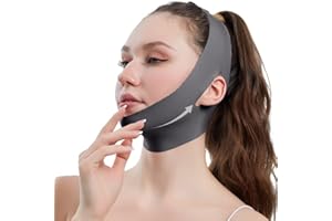 XBFOCNH Maschera lifting doppio mento,fascia post lifting viso collo,Contorno viso a V, lifting e rassodamento,adatto all'uso quotidiano,Può essere utilizzato in qualsiasi momento,grigio