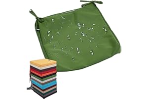 uyeoco Funda de Cojín de Asiento para Exterior Impermeables con Cremallera, 60x60cm & 50x50cm para Muebles de Jardín, Funda de Cojín para Silla/Sofá/Patio Muebles de Ratán(17,50x50x10CM)