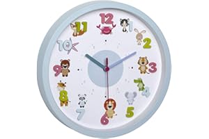 ‎TFA DOSTMANN TFA Dostmann 60.3051 Kinder Wanduhr Motivuhr Kinderuhr Sweep-Uhrwerk (Hellblau mit Batterien)