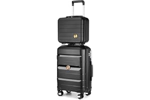Sea choice Ensemble de Bagages Set de Valises de Voyage 2 pièces avec Vanity Case en Polypropylène Dur légère avec YKK Zipper 8 Roues Spinner Serrure TSA 55cm,Or Noble