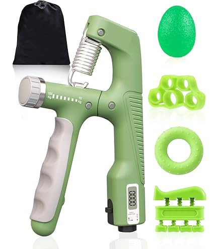 Kit 5 Exercices Main Newaner - Poignée Réglable 10-60kg + Anneaux | Renforcement Avant-bras Et Doigts | Sac Inclus