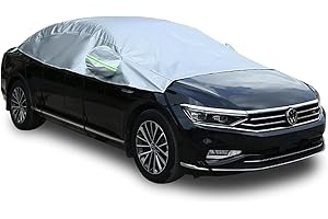 CaiTang Telo Copriauto Mezza Impermeabile Invernale Esterno, Mezza Copertura Auto Universale, Copertura Parabrezza Auto Resistente ad Acqua Neve Sole Freddo, Adatto alla Maggior Parte dei Veicoli