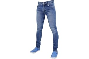 True Face Mens Jeans Skinny Denim Pants Stretch Fit Trouser Zip Fly Elasticated Cotton Bottoms Casual Wear 5 Pockets All Waist & Leg Sizes in Blue, Grey White, Black