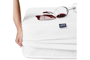 KINNS Waterproof Cotton Mattress Protector, 90 x 200 cm, Crinkle-Free Fitted Sheet, Mattress Topper, Incontinence Pad, Elasticated Edge, Breathable, All-Round Cover, Anti-Dust Mite Cover