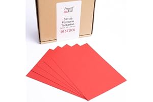 ‎PRESENT FILL PresentFill® - blanko Postkarten Tonkarton Rubin Rot, Papier-Karten Set 50 Stück 210 g/m² -DIN A6-105 x 148 mm zum Selbstgestalten, beschriften oder bedrucken als Bastelkarton, Karteikarten