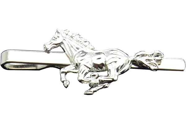 Luxueuse pince de cravate en étain avec cheval au galop moulée à la main par William Sturt