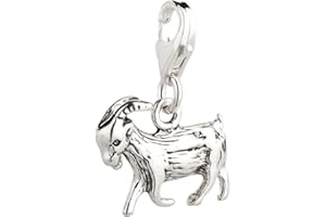 7K Charm Anhänger Ziege aus 925 Sterling Silber (14x12mm)