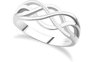 GULICX 925 Sterling Silver Ring Celtic Everlasting Love Knot Filigree Wedding Finger Ring Size R