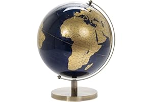 Lesser & Pavey Globe terrestre Rotatif Vintage doré et Bleu avec Support en métal pour Votre Bureau/Bureau 34 cm