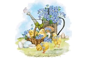 ANNIVERSARY HOUSE 20 Servietten Küken zum Vergissmeinnicht Blumen Frühling Ostern Tischdeko Decoupage Serviettentechnik 33x33cm