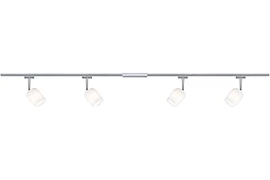 Paulmann 96898 Juego URail Sistema de raíles Blossom máx. 4x10 vatios, raíl de iluminación, Mate, Cromo, Satinado, lámpara, Metal, plástico, riel de Techo G9