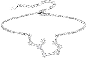 Silvora Constelacciones Pulseras para Tobillo Plata de Ley con Circonitas para Mujeres Senoritas, 22cm+5cm Tobilleras para Zaptillas Vestidos en Piscina Playa Calle