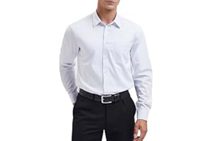 HISDERN Chemise pour Hommes à Manches Longues Chemise en Fiber de Bambou d'affaires Coupe Régulière Chemise décontractée sans Repassage avec Poche S-4XL