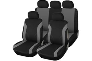 upgrade4cars Housse deSiege Voiture Universelle Gris Noir | Ensemble de Housses Siège Auto Universel | Couvre Sieges pour Avant et Arrière | Accessoires Tuning Interieur