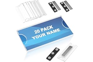 HAOMEEDUO 20 Pezzi Badge Magnetico Porta Badge Magnetico Portanome Magnetico con 3 Magneti per Uffici, Scuole, Riunioni, Mostre, Hotel in Uniforme da Ufficio (Nero)