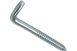 Aerzetix - Lot de 10 - Vis à Bois Fileté - Crochet en Forme de L - Gond à Visser Piton Equerre - Ø10x97mm - en Acier-Zingué Métal - Bricolage Rénovation - C44754