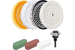 EYOULIFE 4pcs Buffing Polishing Wheel 4 Inch Polishing Pads for Drill Metal Polishing Kit with 3 PCS Rouge Compound and 1/4" Shank, Buffing Polishing Accessories for Metal Wood Plastic Ceramic Glass