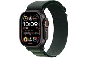 Apple Watch Ultra 2 (49 mm GPS + Cellular) Montre de Sport connectée avec Boîtier en Titane Noir et Boucle Alpine Vert foncé (Medium). Suivi de l’activité, GPS Haute précision, Neutre en Carbone