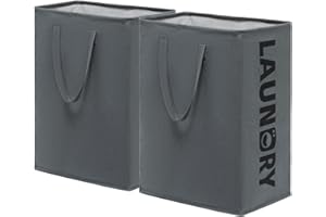 TIMEYARD Wäschekorb Groß, 2er Set 75L Wäschesammler, Aufbewahrungskorb Kinderzimmer, Laundry Baskets, Wäschekorb Faltbar Handtuchkorb für Badezimmer Wohnzimmer Wäschetonne, 43x60cm, Grau