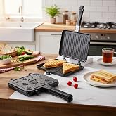 Deconox &Ccedil;ift Taraflı Ocak &Uuml;st&uuml; D&ouml;k&uuml;m Tost Makinesi, Granit Efektli Yanmaz Yapışmaz Sandvi&ccedil; ve Tost Tavası - Hamburger, Omlet 