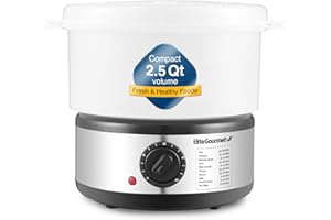Elite Gourmet EST250 2.5 Quart Electric Compact Mini Food Vegetable Steamer, 400W with BPA-Free Tray, Auto Shut-off 60-min Timer, Veggies, Seafood, Chicken, Egg Cooker and more