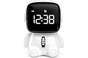 YISSVIC Réveil Enfant Réveil Matin Numérique 2 Alarme/12/24 Heure/Snooze/Minuterie 5 Musiques d'Alarme Son Réglable Port USB Rechargeable pour Enfants Adultes