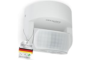 OKTAPLEX MOTION Oktaplex Bea Bewegungsmelder Außen IP65 schwenkbar 180° Infrarot-Sensor 12m Reichweite 230V weiß mit Dämmerungssensor