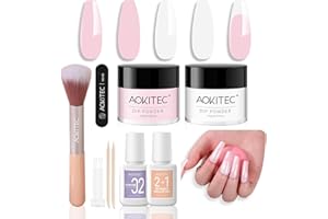‎AOKITEC Aokitec Dipping Powder Nails Set - Rosa & Weiß Dip Powder mit 2-in-1 Dip-Base & Top Aktivator, Nageldesign Zubehör für DIY Nail Art, leicht zu tragen und zu verwenden, Nagelset der Holiday-Serie