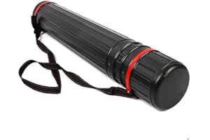 DEWEL Tube de Transport Télescopique pour Poster A0, 12 cm Diamètre, 76-125 cm, Tube à Dessin Plastique avec Bandoulière, Rouleau à Poster pour Affiches et Papier