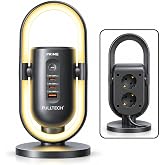 FULLTECH Akım Korumalı Masa&uuml;st&uuml; Priz ve LED Aydınlatma, 2 Priz, 2x USB-C PD 20W, 1x USB-A QC 18W, 1050J Koruma, 3680W, 1.9 m 