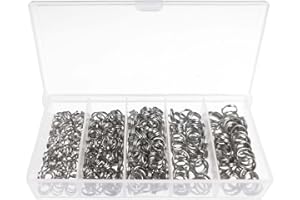 MILEPETUS 400-teiliges Edelstahl-Spaltring-Set, Angelköder, Ringkettenverbinder mit Aufbewahrungsbox