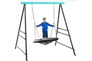 FRUYYZL Portique Balancoires Exterieur pour Le Jardin, Balancoire Enfant Exterieur en Métal, Balançoire Exterieur Robuste à Cadre en A, Comprend Uniquement la Balançoire (Vert Clair)