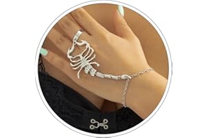 WENDALERN Punk Anello Bracciale Mano Catena Argento Strass Scorpione Dito Anello Catena Bracciale Nappa Catena Cz Scorpione Anello Bracciale Vintage Schiavo Mano Catena Bracciale Gioielli Per Le Donne Ragazze