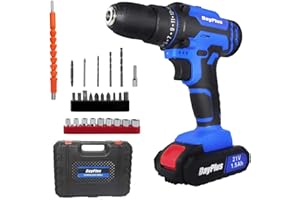 Yiyai Powerful Cordless Drill Set & Screwdriver w/Battery, 21V 45N.m Impact Power Tool, Fast Charger, 25 + 1 Torque Setting w Quick-Release Drill Chuck, 2-Speed with 26pcs Accessories