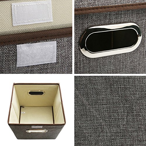 COKOSIM Faltboxen Aufbewahrungsbox Faltbar mit Deckel mit Öffnung 25 x 25 x 25cm (Grau) - 4