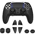 SWIUKPHE PS5 DualSense Edge Controller Cover, Accessories for PS5 DualSense, Including Cover for DualSense Edge, Thumb Caps, Triggers Extenders, and Touchpad Sticker