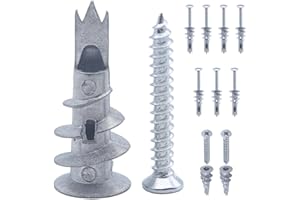 XUELIYUN 25Pcs Plasterboard Fixings with Screws Heavy Duty Plasterboard Wall Plug Plasterboard Screws Wall Plugs and Screws and Wall Plugs Set Metal Anchor 31mm for Concrete Timber and Wall Hanging Stuff