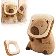 YANGUN Capybara Plush Toy, 30 cm Capybara Stuffed Animal with Wearable Bread, Capybara Plush Doll, Cute Realistic Capybara Plush Toy, Simulation Capybara Plushie Pillow Gifts for Children Boys Girls