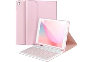 APHBZGE Keyboard Case for iPad 9/8/7th Gen 10.2’’,Detachable Case with Bluetooth Keyboard for iPad 9th Gen 10.2 inch with Pencil Holder,Auto wake/up,Pink
