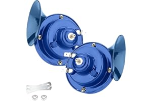 MOLY MAGNOLIA 2 x Super Loud Train Horns Electric Snail Double Horn 12V Waterproof Air Horn Replacement Kit Automotive Accessories Universal for Car Motorcycle Truck Bike Boat (Blue)