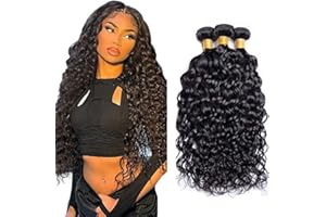 Evaxilc Water Wave Bundles Extension Echthaar perücke Human Hair Glueless Bundles Brazilian Virgin Hair 100% Unprocessed #1B Natural Black Color 3 Bundles Total 300g For Women 20 22 24 Inch