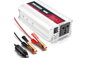 BESTYKS Przetwornica napięcia 500 W, DC 12 V na AC 230 V, zmodyfikowana fala sinusoidalna z gniazdem UE, klipsem aligatorowym i wtyczką do gniazda zapalniczki, inwertera, przetwornica prądu do samochodów